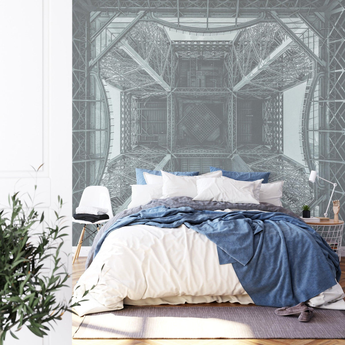 Industrial Mural Wallpaper | Eiffel Tower Geometric View