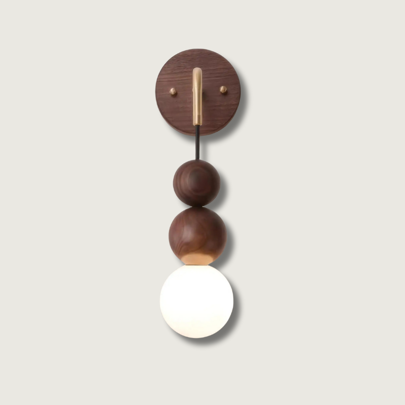 Modern Wall Lamp Walnut Wood Sphere Design - Product showcase