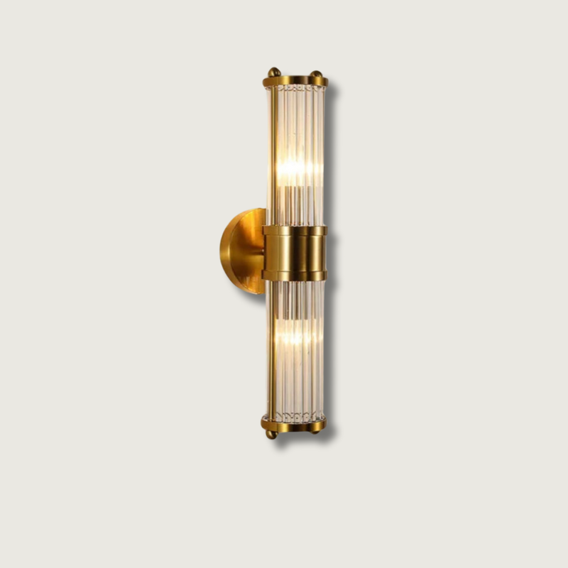 Art Deco Wall Light Ribbed Glass with Brass Finish - Product showcase