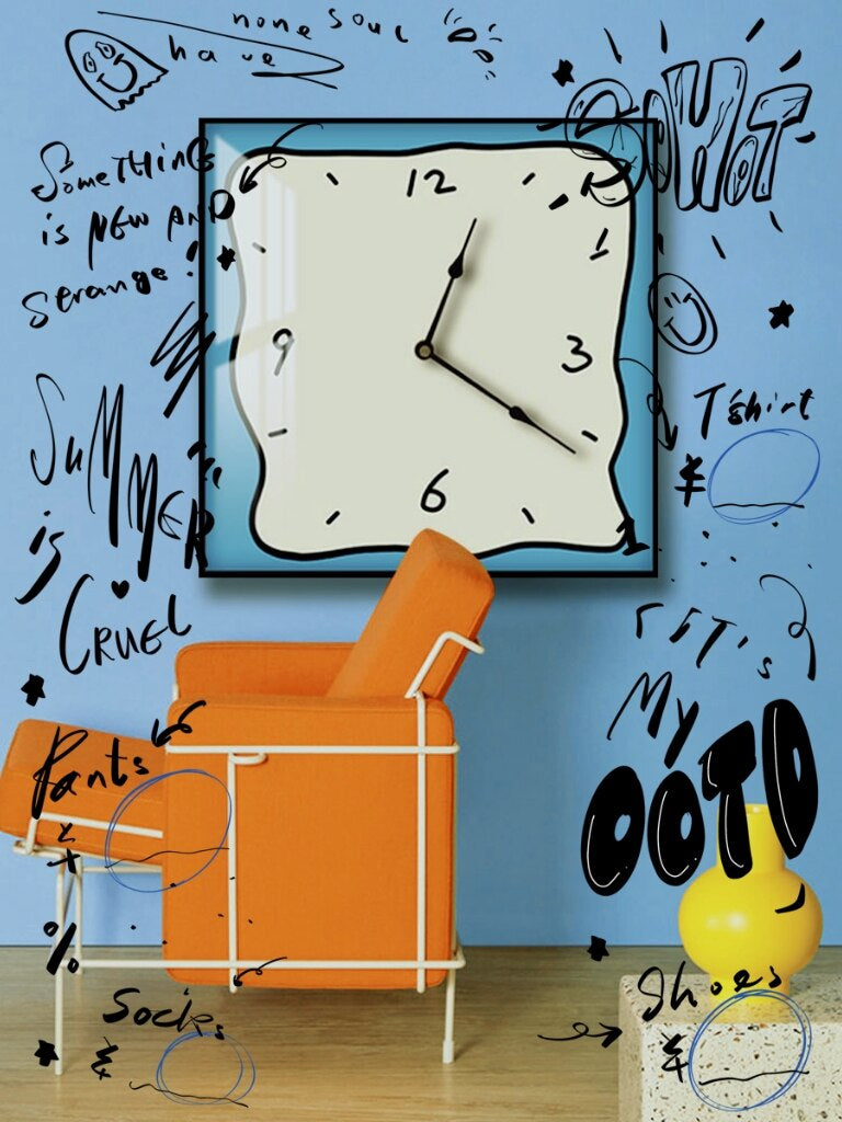 Modern Wall Clock  Pink Square Metal Design - Product example