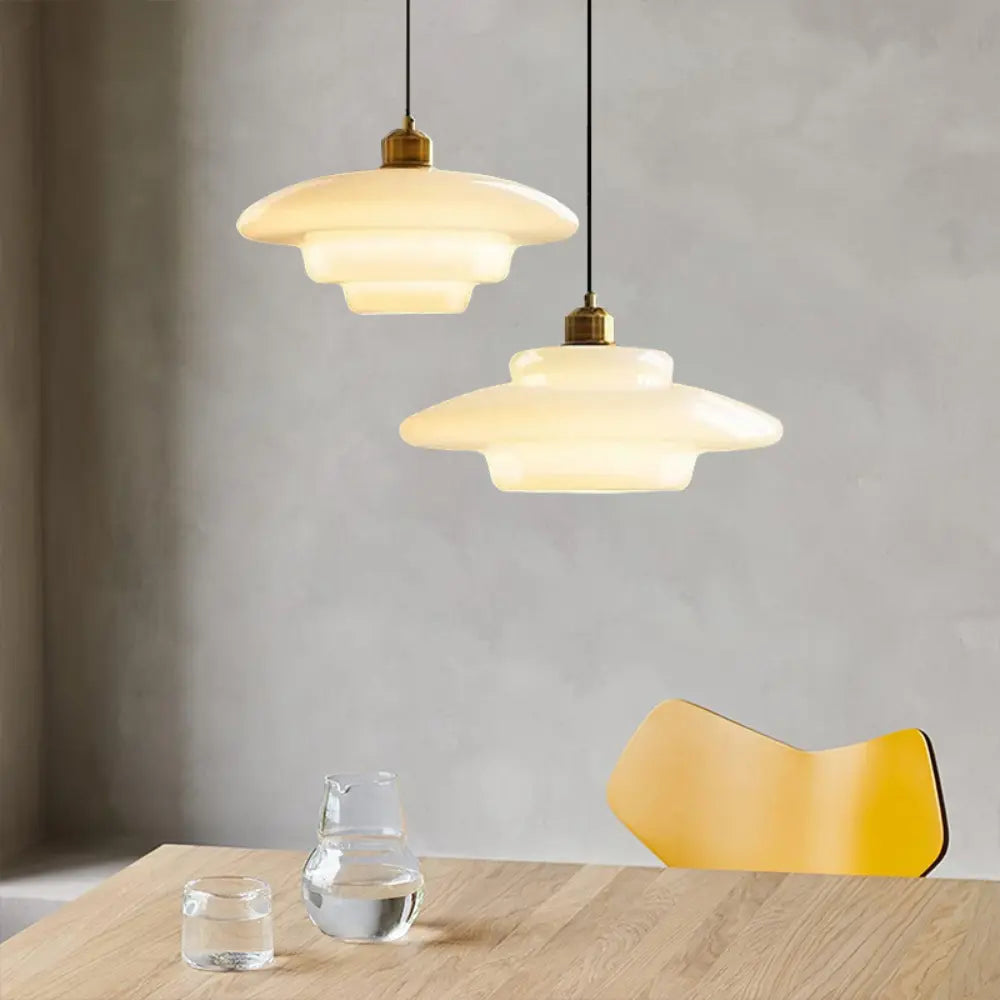 Art Deco Pendant Light Layered Glass Shade Design - Product detail 4