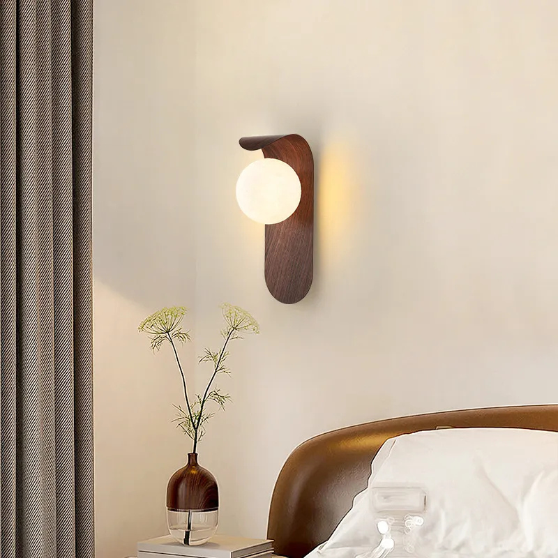 Modern Wood Wall Lamp  Natural Walnut Design - Product detail 4