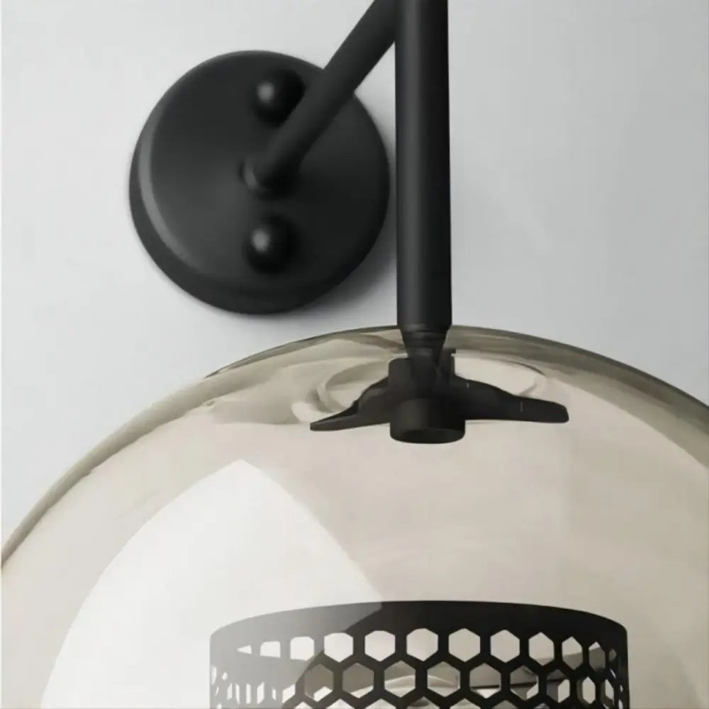 Modern Wall Sconce Glass Globe Metal Mesh Design - Product detail 5
