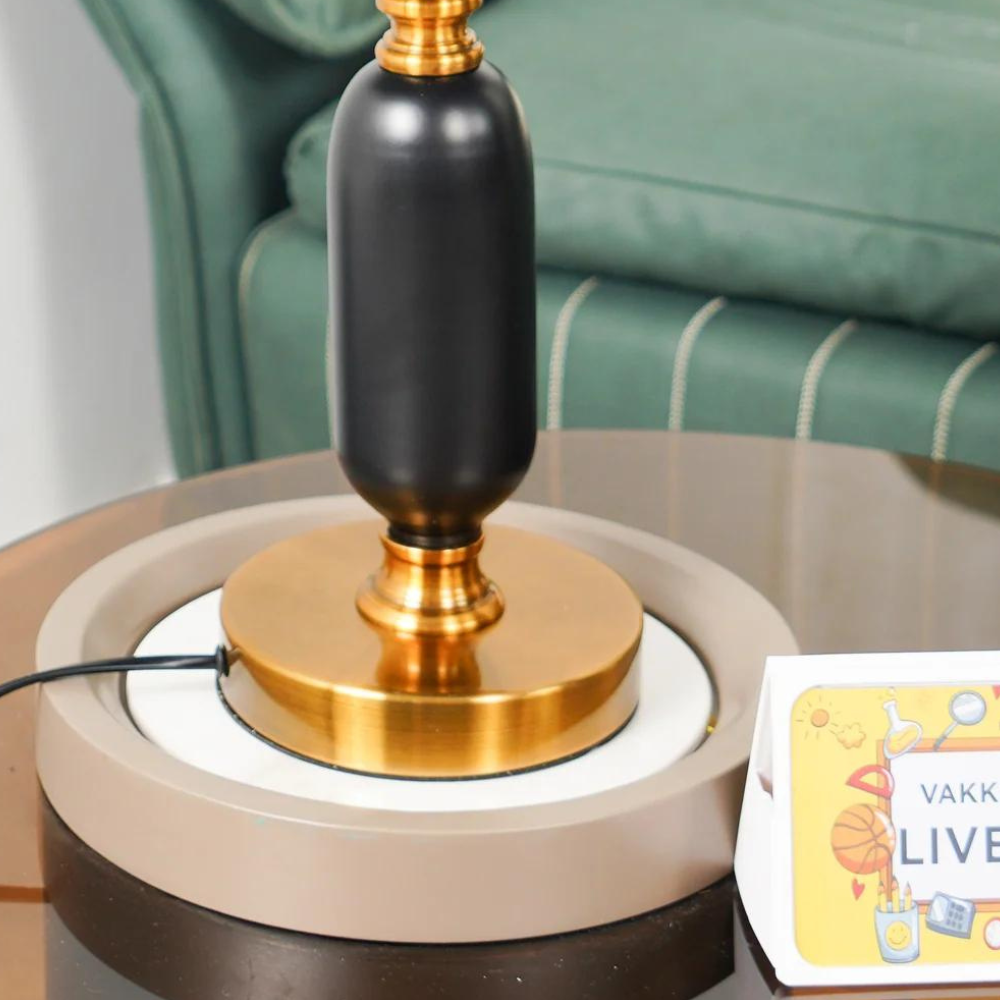 Industrial Table Lamp Black Metal Base With Pleated Shade - Product detail 4