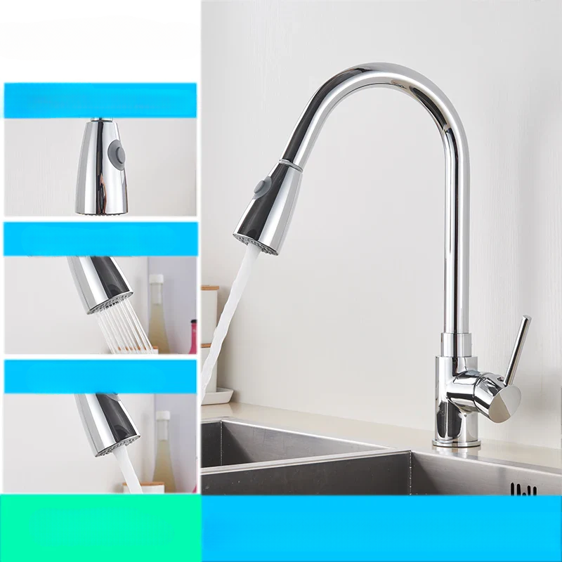 Modern Pull Down Kitchen Faucet Brushed Nickel Flexible Spout - Product detail 8