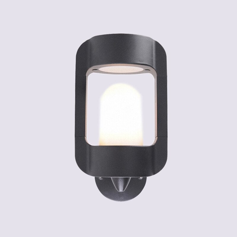 Modern Outdoor Wall Light  Black Metal Amber Glass Design - Product detail 4