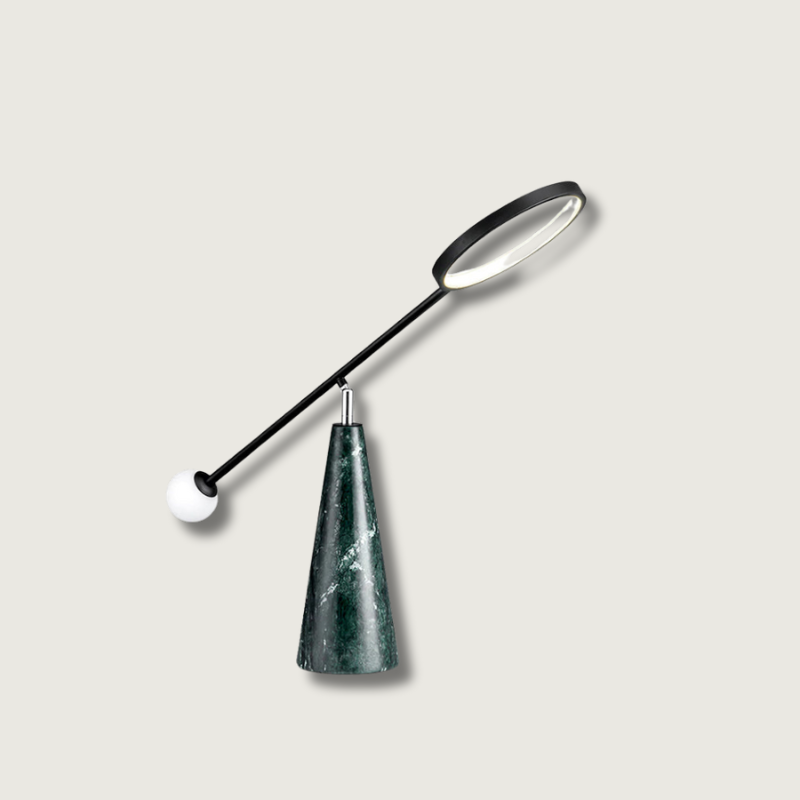 Modern LED Table Lamp Green Marble Base with Adjustable Neck - Product showcase