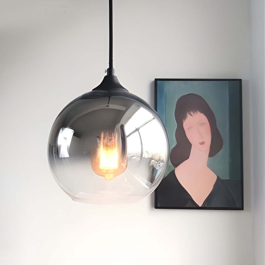 Modern Glass Pendant Light Smokey Globe Design - Product detail 14