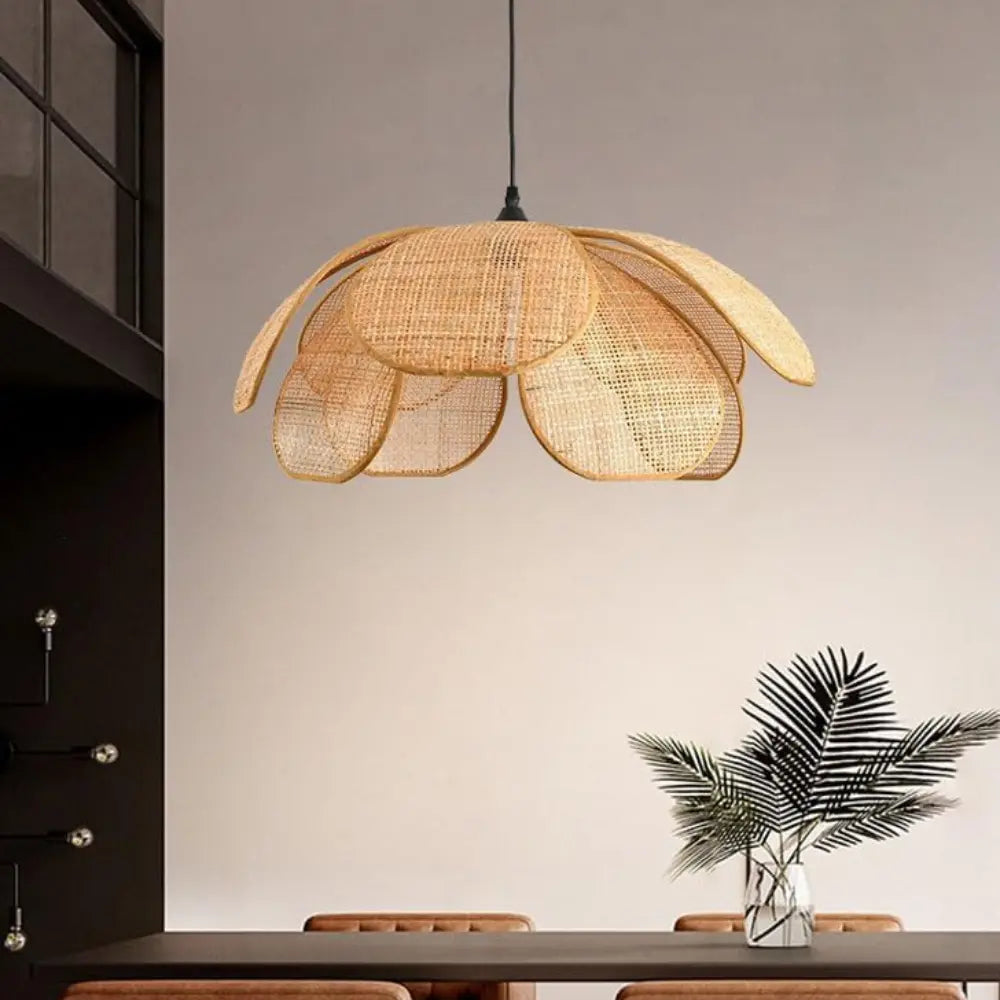 Floral Pendant Light Natural Rattan Petal Design - Product detail 4