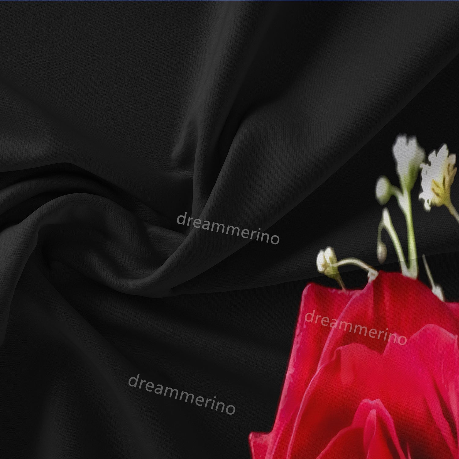 Floral Bedding Set  Red Roses Black Background Design - Product example
