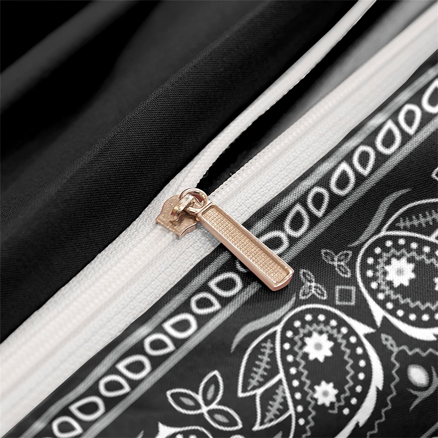 Mandala Cotton Bedding Set  Black Paisley Pattern Design - Product example