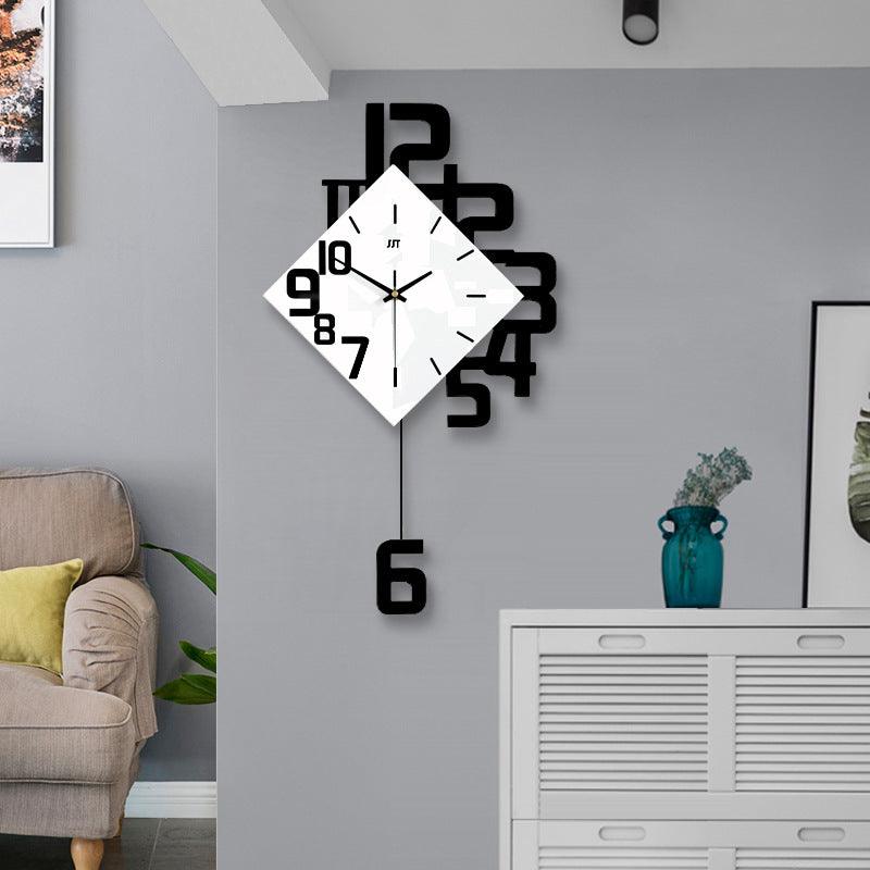 Modern Wall Clock  Asymmetric Number Design - Detailed view