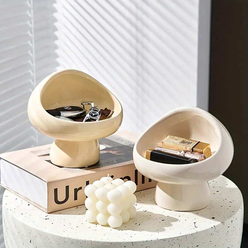 Modern Ceramic Key Holder Mushroom-Shaped Storage Bowl - Product example