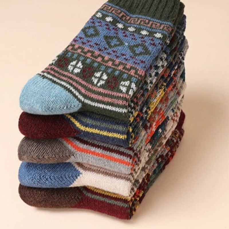 Winter Wool Socks  Nordic Pattern Thermal Blend - Product example