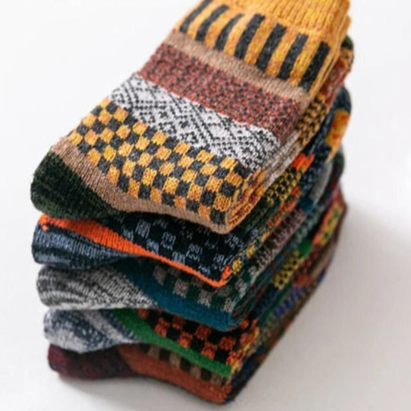 Winter Wool Socks  Nordic Pattern Thermal Blend - Product showcase