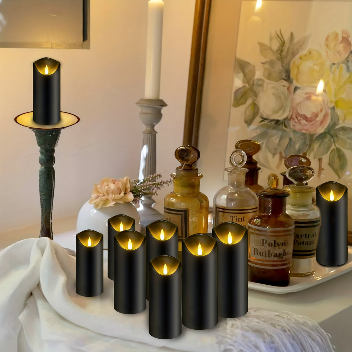 LED Flameless Candles  Black Set with Remote Control - Product detail 4