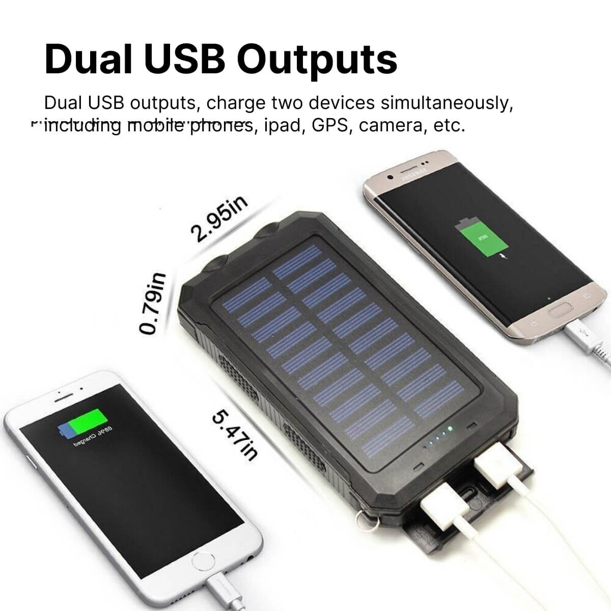 Outdoor Solar Power Bank  Dual USB Waterproof Charger with LED Light - Product example