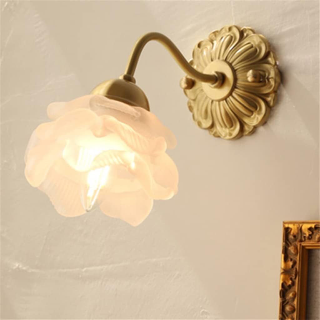 Vintage Flower Wall Light Copper Base Glass Petal Design - Detailed view