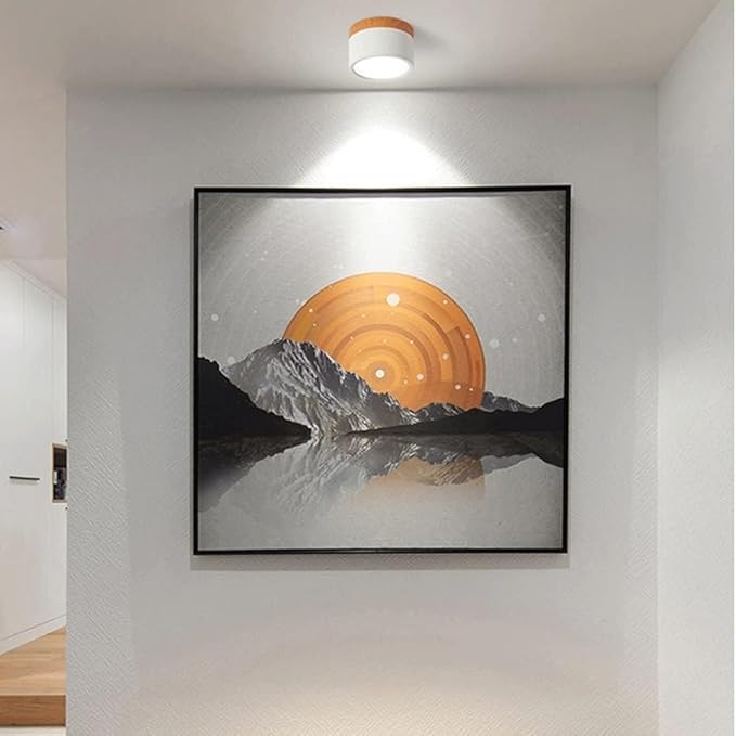 Modern LED Ceiling Light  Wood Trim Black Cylinder - Product detail 6