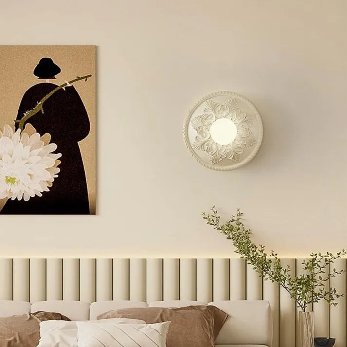 French Wall Lamp Ornate Resin Medallion Design - Product detail 6