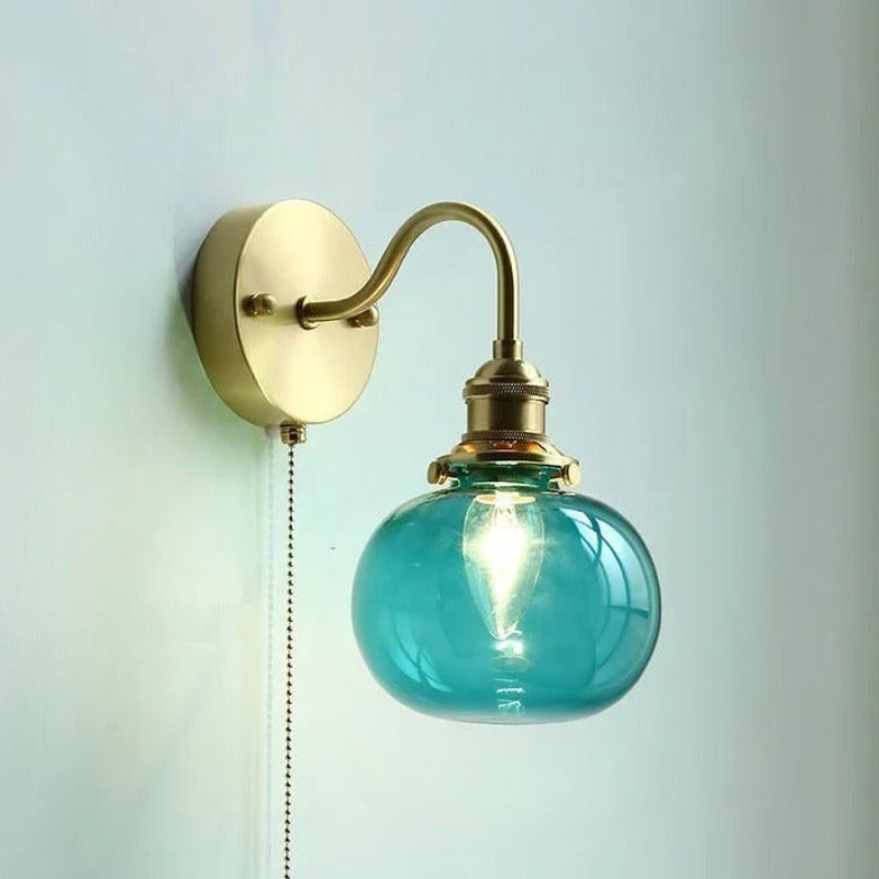 Nordic Ceramic Wall Light Ribbed Glass Shade With Brass Fixture - Product detail 16