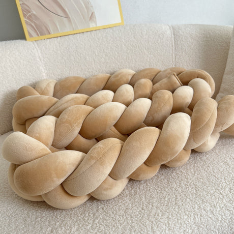 Braided Floor Cushion  Chunky Knit Design in Cream - Product showcase