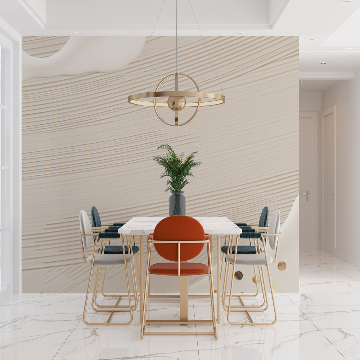 Abstract Mural Wallpaper | Modern Beige Wave Pattern
