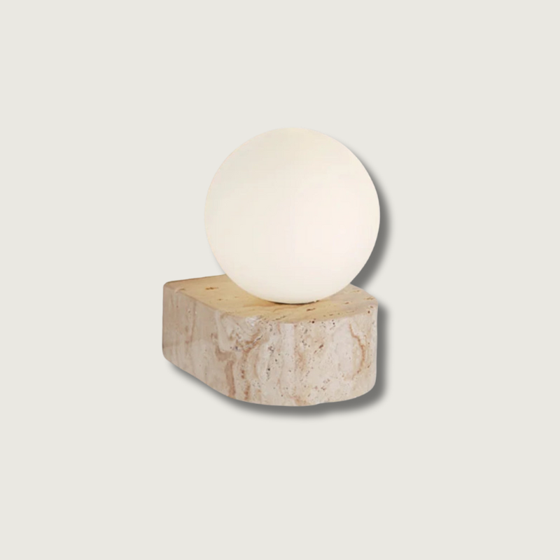 Modern Glass Wall Lamp Travertine Stone Base - Product showcase