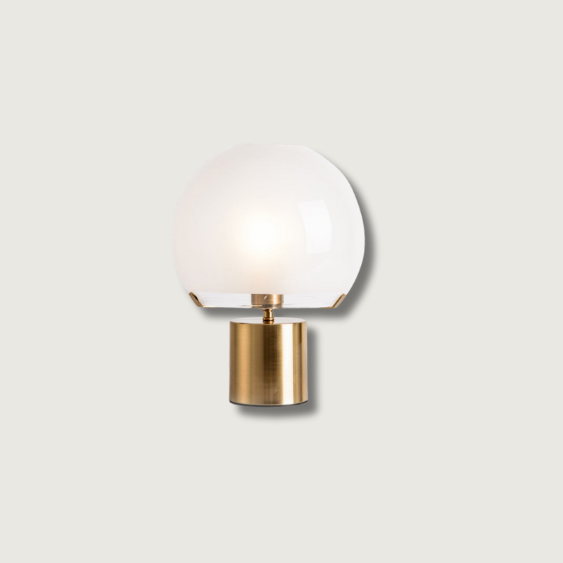 Modern Globe Table Lamp Brass Base Glass Sphere Design - Product showcase