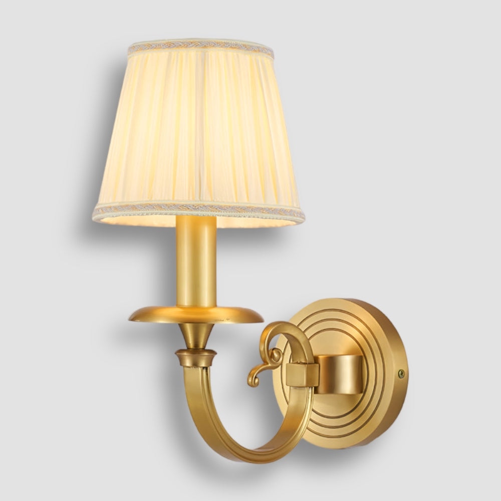 Classic Wall Sconce Brushed Gold Pleated Shade - Product showcase