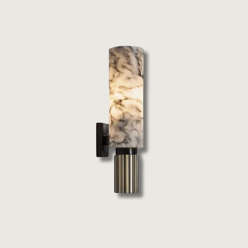 Luxury Marble Wall Lamp Copper Accent Cylinder Design - Product showcase