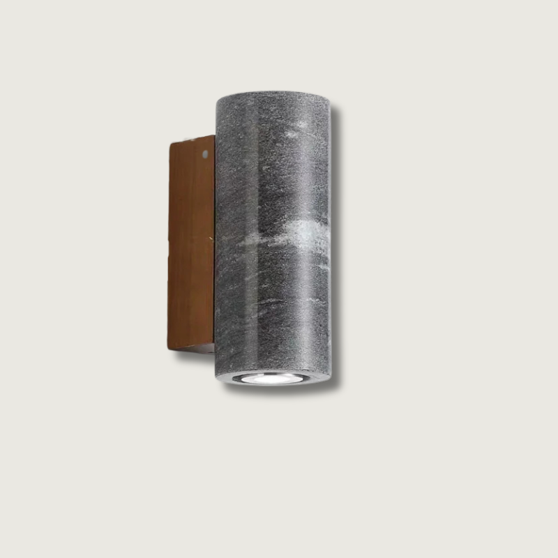 Modern Stone Wall Lamp Grey Cylindrical LED Sconce - Product showcase
