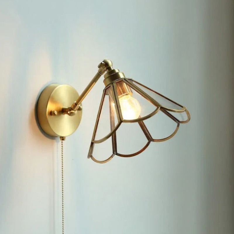 Nordic Ceramic Wall Light Ribbed Glass Shade With Brass Fixture - Product detail 19