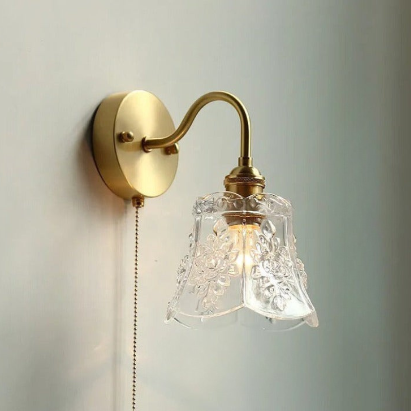 Nordic Ceramic Wall Light Ribbed Glass Shade With Brass Fixture - Product detail 21