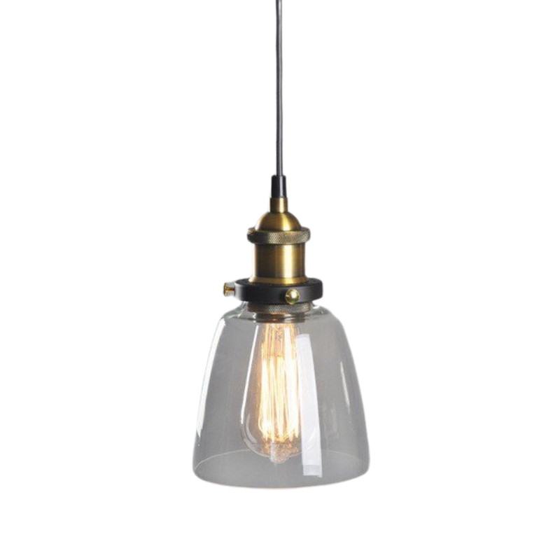 Industrial Glass Pendant Light Smoke Grey Vintage Shade - Product detail 14