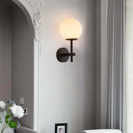 Modern Wall Sconce  Black Aluminum Globe Light - Product detail 6