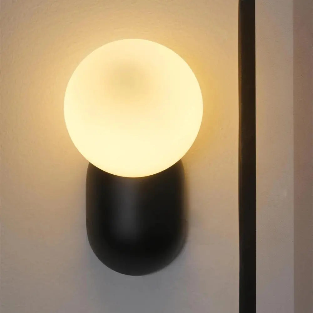 Modern Globe Wall Light Black Metal and Glass Orb - Product detail 5