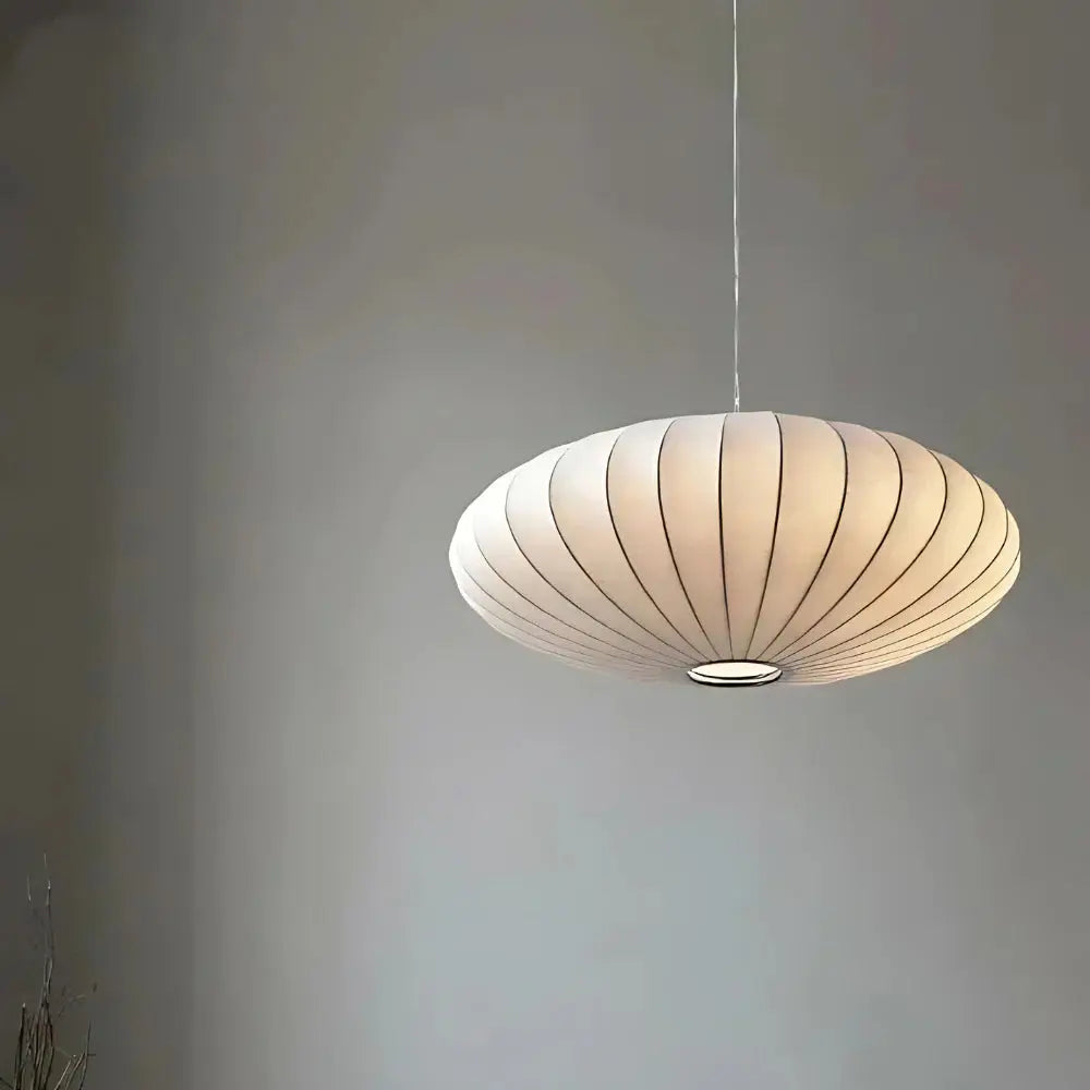 Japandi Pendant Light  Silk Shade With Ribbed Design - Product detail 8