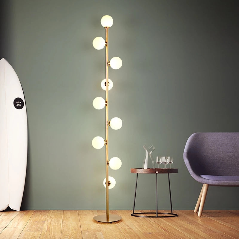 Modern Floor Lamp  Vertical Gold Spheres Design - Product example