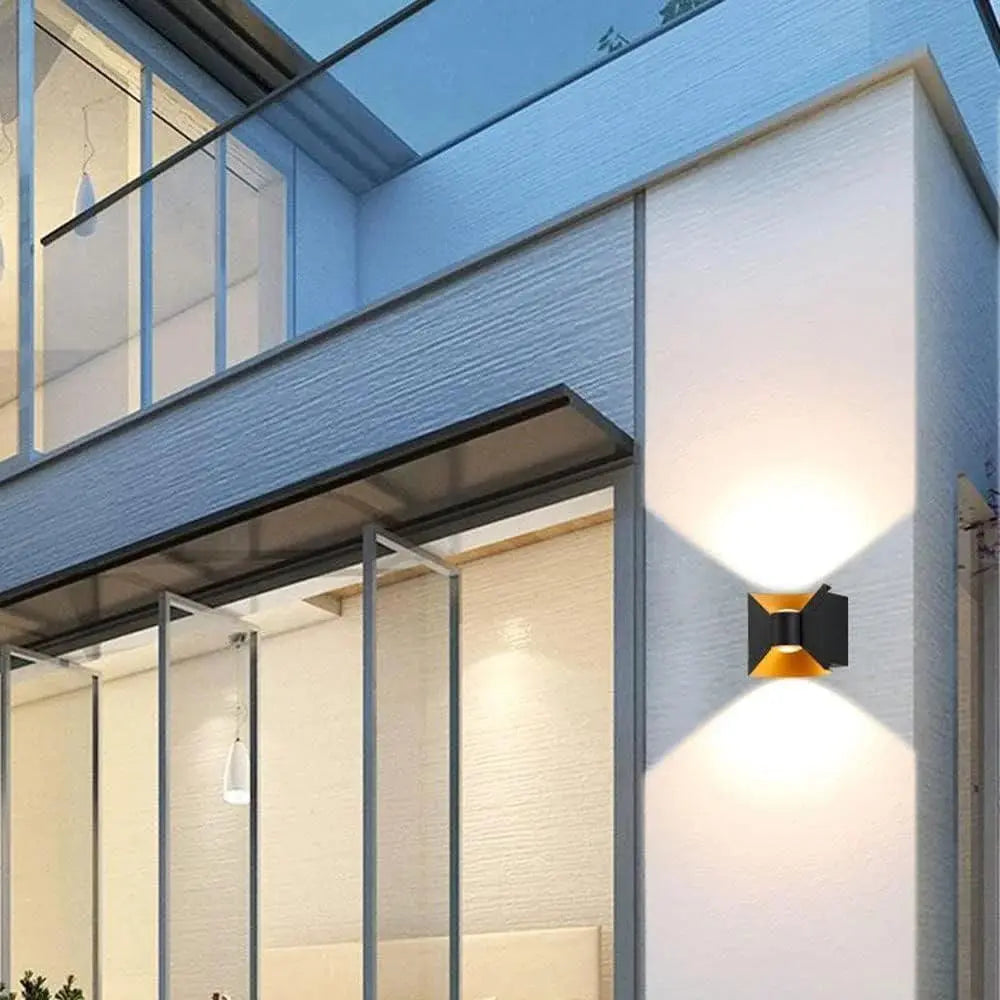Modern Outdoor Wall Light Black Gold Dual Beam Design - Product detail 5