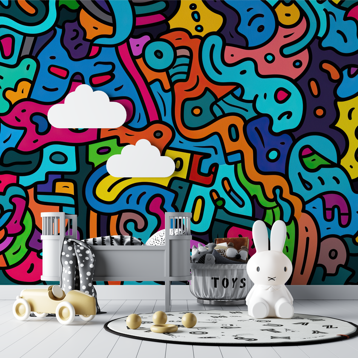 Space Mural Wallpaper | Colorful Galaxy and Planets Design