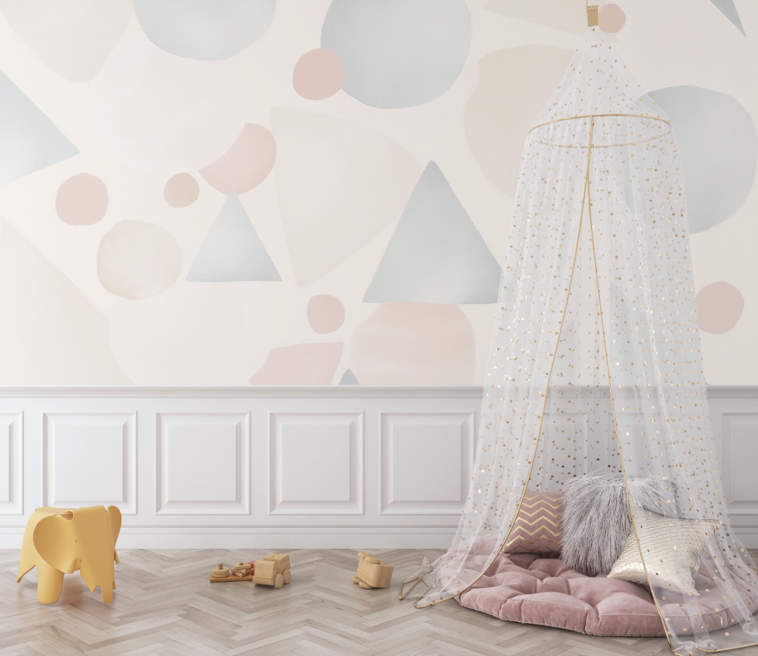 Geometric Mural Wallpaper | Pastel Scandinavian Design