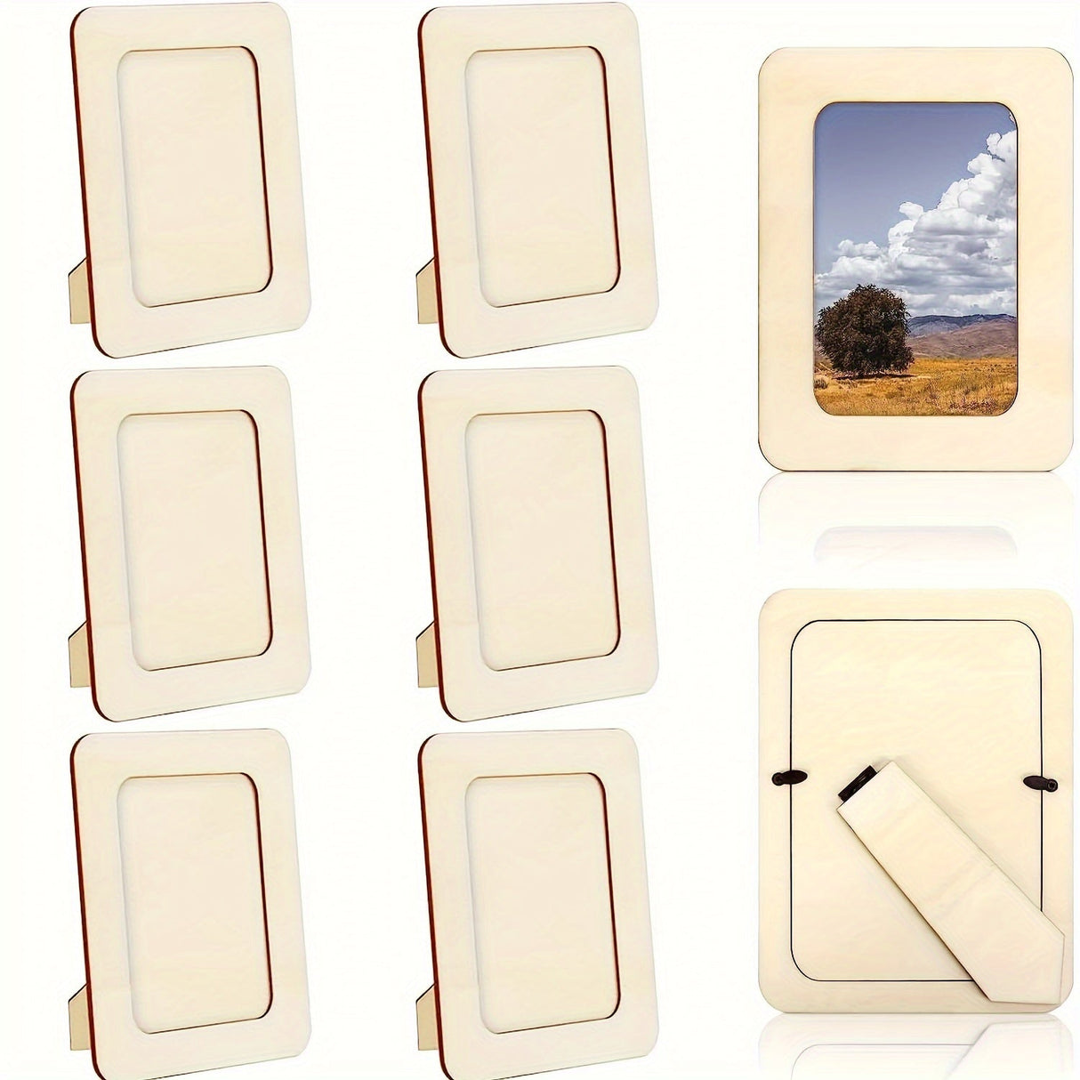 Wooden Photo Frame Set  Natural Wood DIY Display Frames - Product example