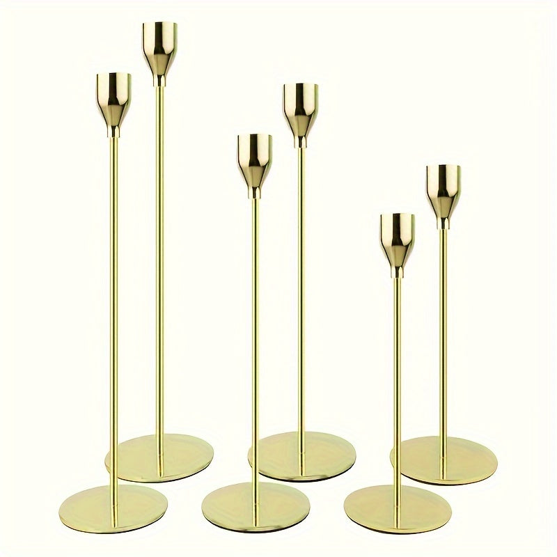 Modern Candle Holders Set  Brass-Finish Iron Stands - Product detail 7