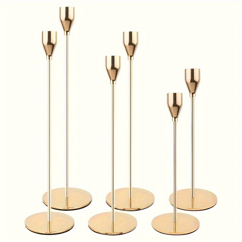 Modern Candle Holders Set  Brass-Finish Iron Stands - Product detail 6