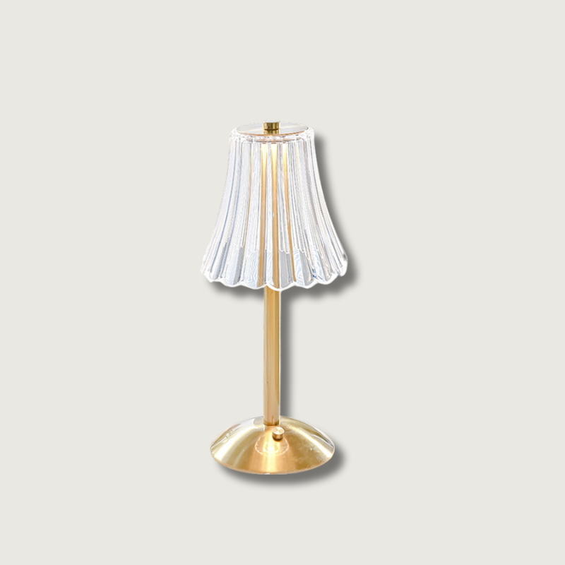 Modern Table Lamp Crystal Glass Shade With Gold Base - Product showcase