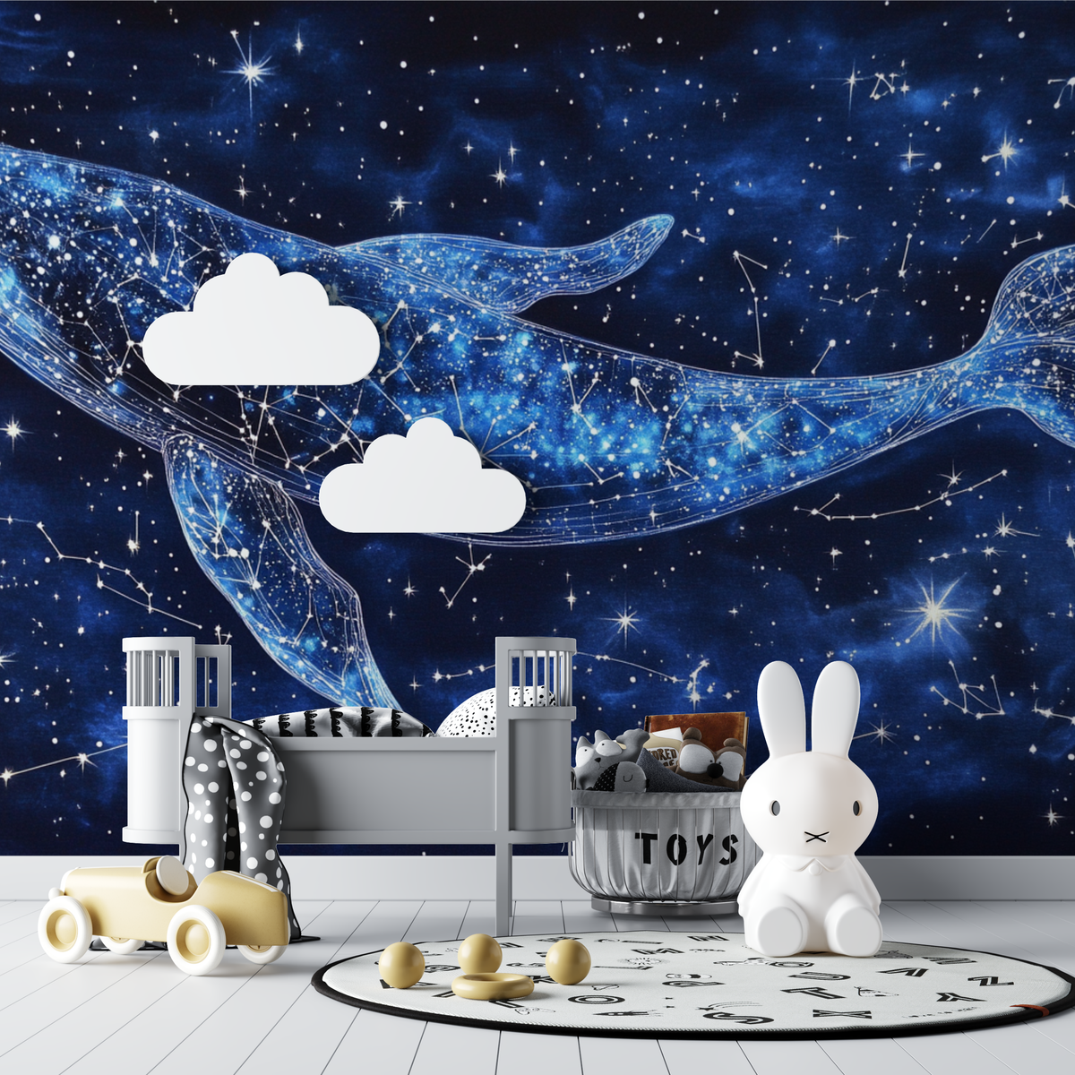Space Mural Wallpaper | Celestial Whale with Constellations