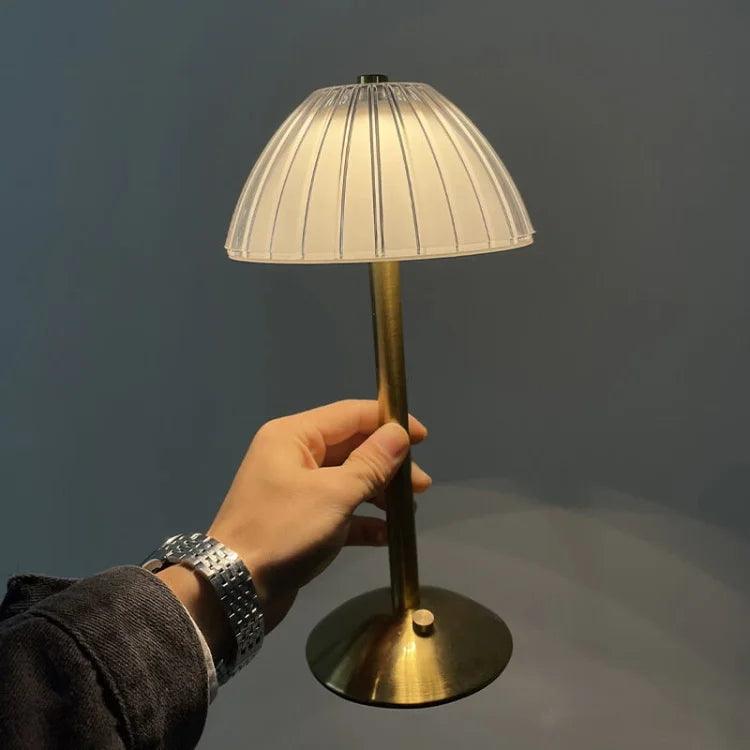 Modern Table Lamp  Pleated Shade with Brass Base - Detailed view