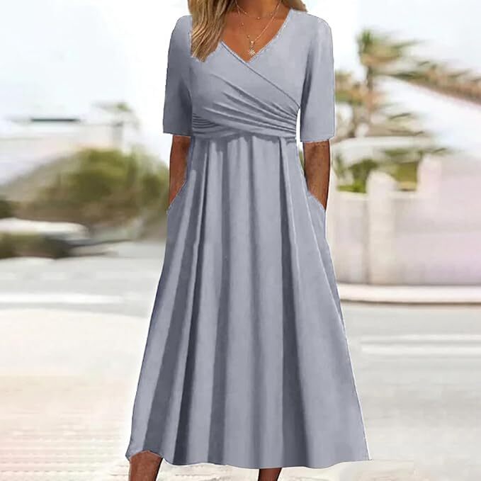 Classic Wrap Dress V-Neck A-Line Design - Product detail 5