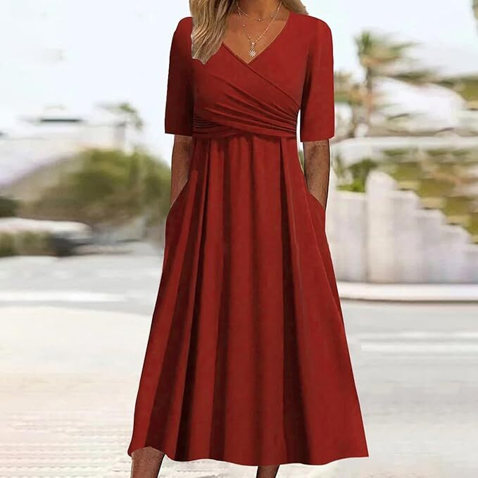 Classic Wrap Dress V-Neck A-Line Design - Product detail 4